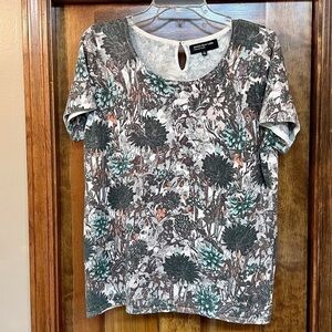 Jones New York Sweater Silk blend Short Sleeve Floral Pullover Sweater Sz XL EUC